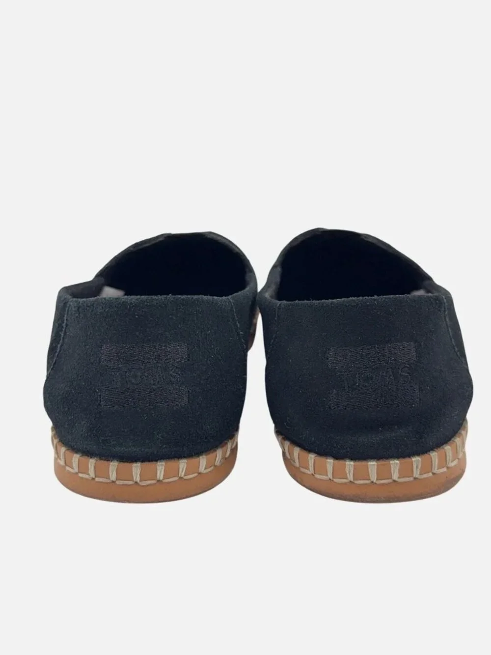 TOMS Alpargata Leather Wrap Black Suede Slip On Flats Espadrille 9